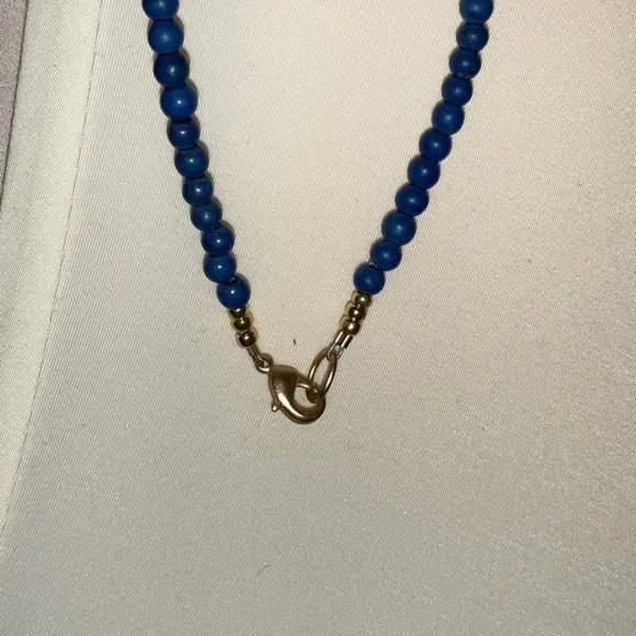 Blue Beaded Necklace with Tassel - Picture 2 of 3